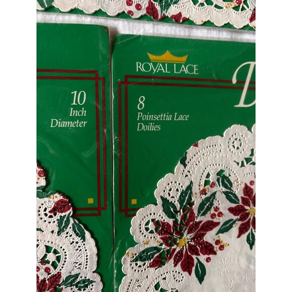 Royal Lace Poinsettia Lace Placemats & Doilies Sets - Picture 10 of 12